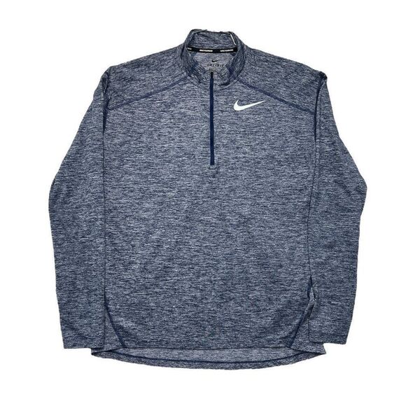 Nike Dri-Fit Men's Heather Blue 1/4 Zip Running Pullover - Picture 1 of 12